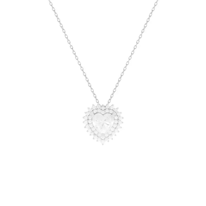 Colar Coração Moissanite Prata 925