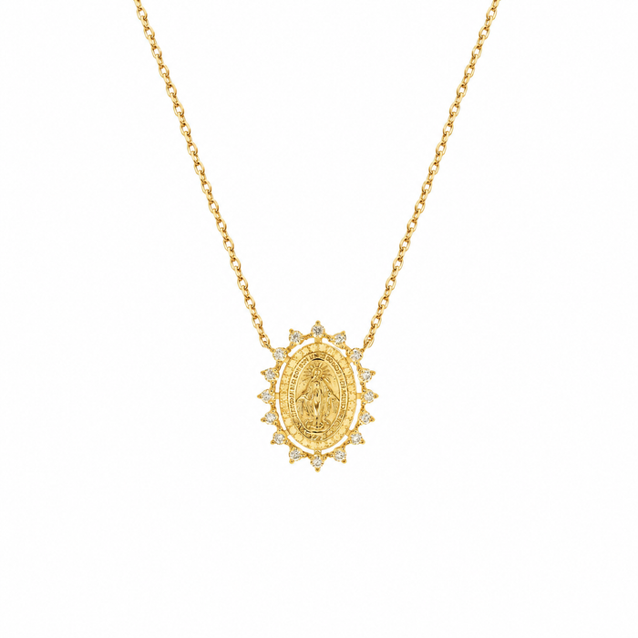 Colar Medalha Milagrosa Moissanite Prata 925