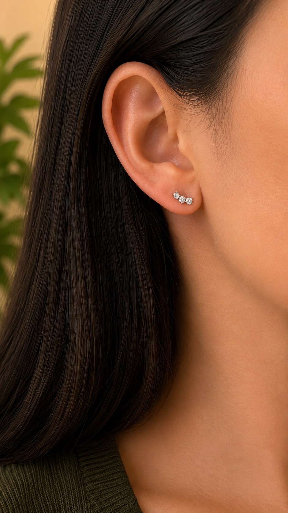 Brinco Earcuff Monique Moissanite Prata 925