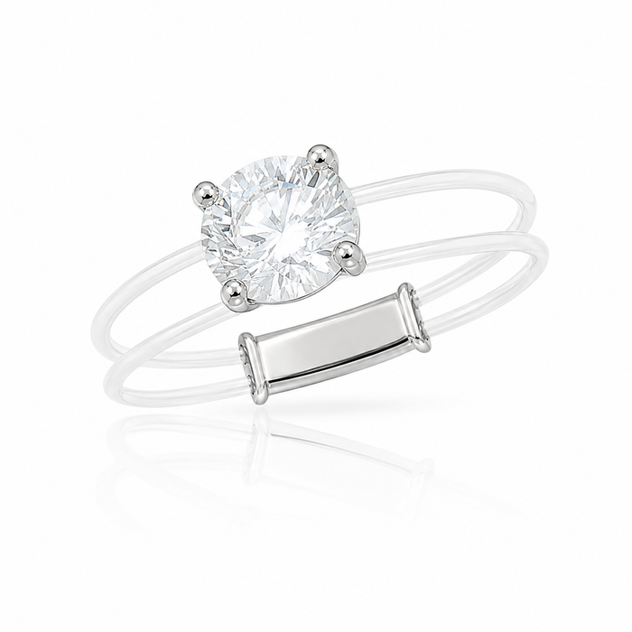 Anel Solitário Nylon 2ct Moissanite Prata 925
