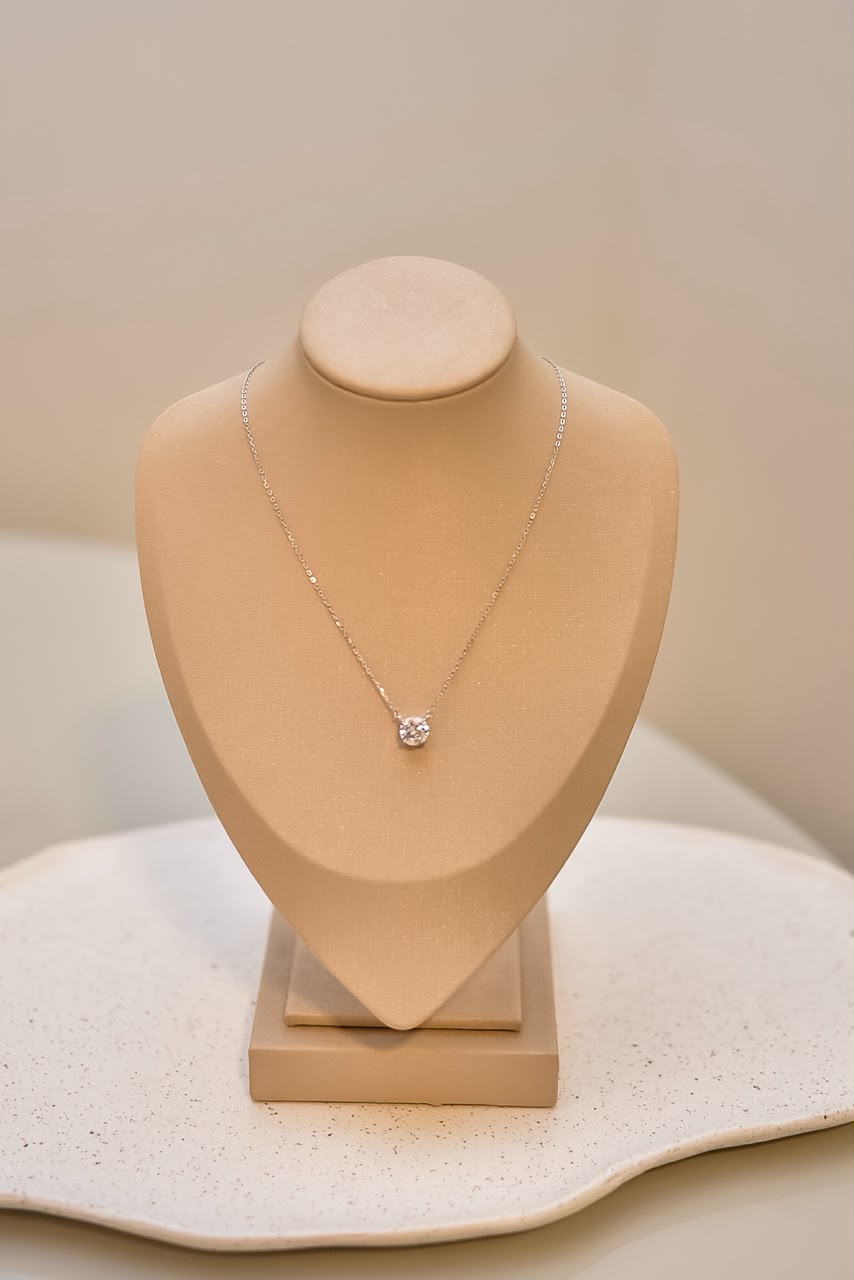 Colar Clair Zircônia Cristal 8mm Prata 925