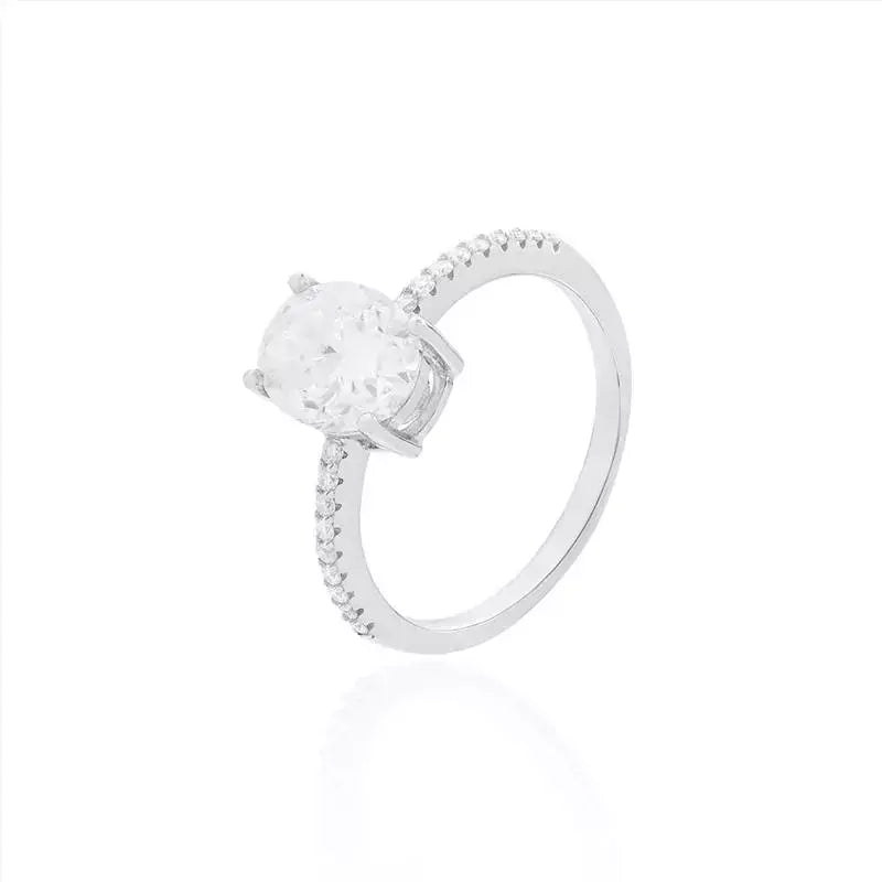 Anel Oval Moissanite Prata 925