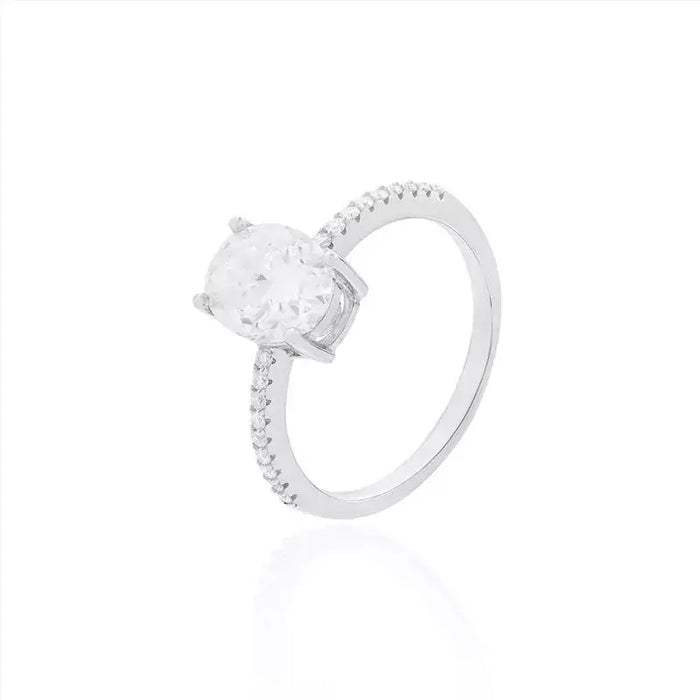 Anel Oval Moissanite Prata 925