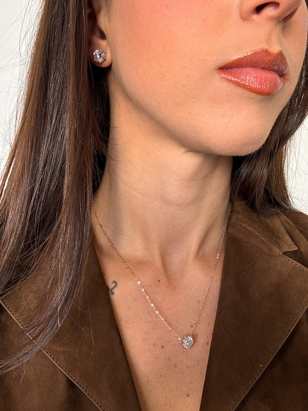 Brinco Esme Moissanite 8mm Prata 925