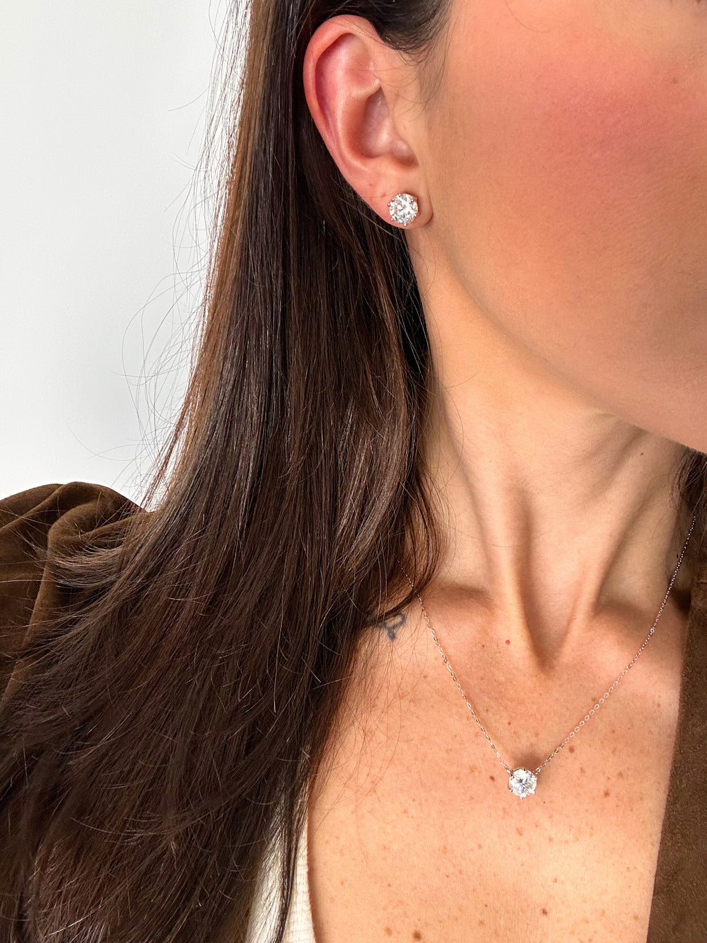 Brinco Esme Moissanite 8mm Prata 925