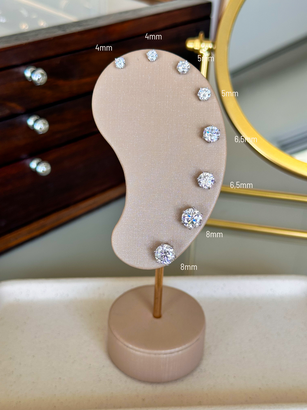 Brinco Esme Moissanite 6,5mm Prata 925