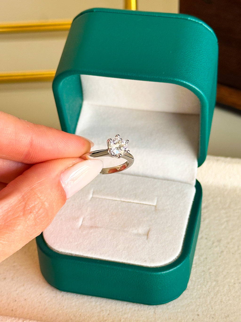 Anel Solitário Moissanite 6,5mm Prata 925