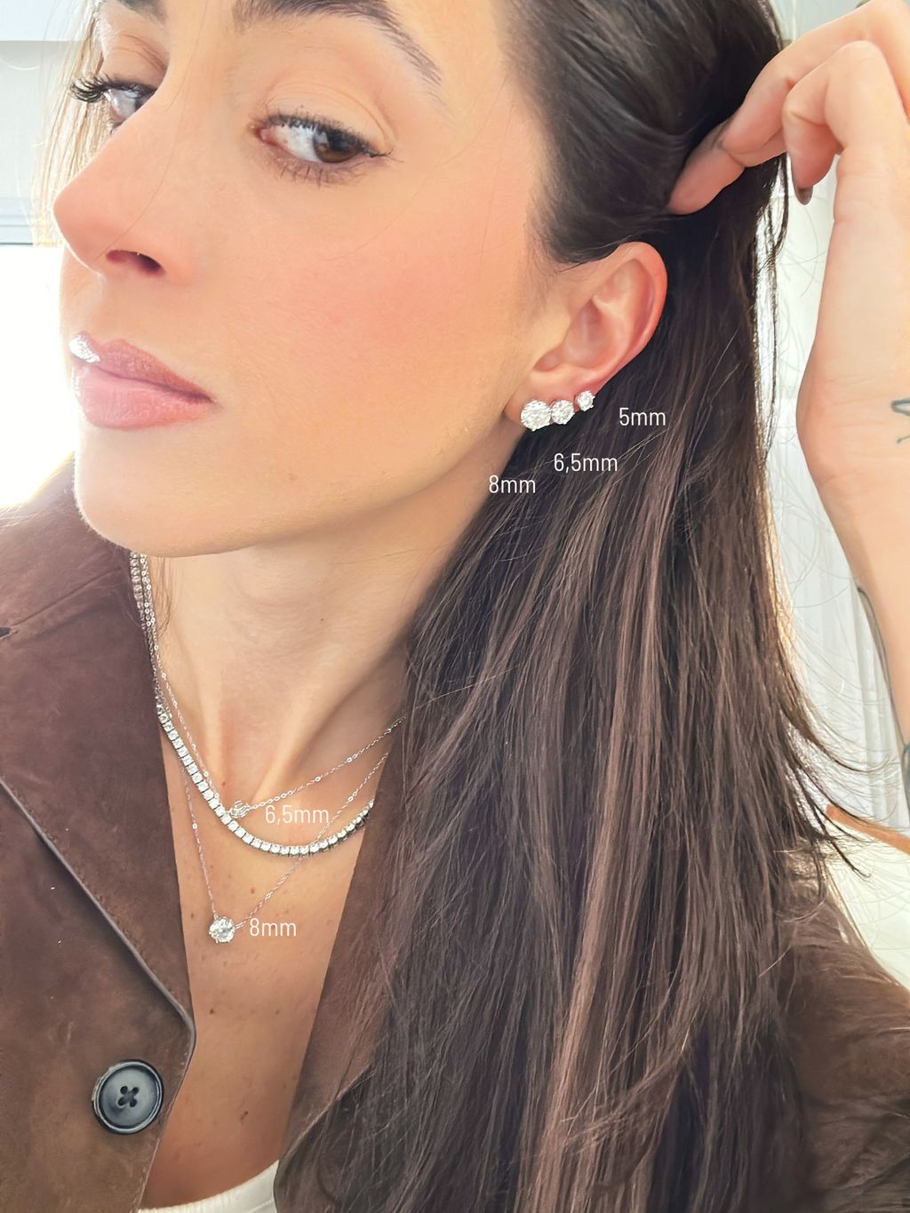 Brinco Esme Moissanite 5mm Prata 925