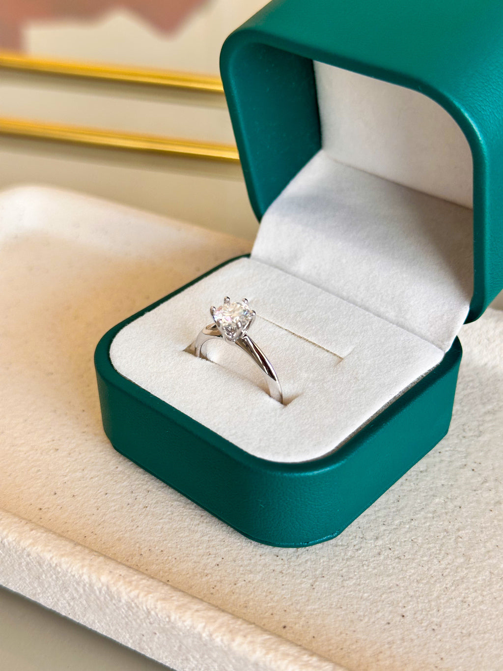 Anel Solitário Moissanite 6,5mm Prata 925