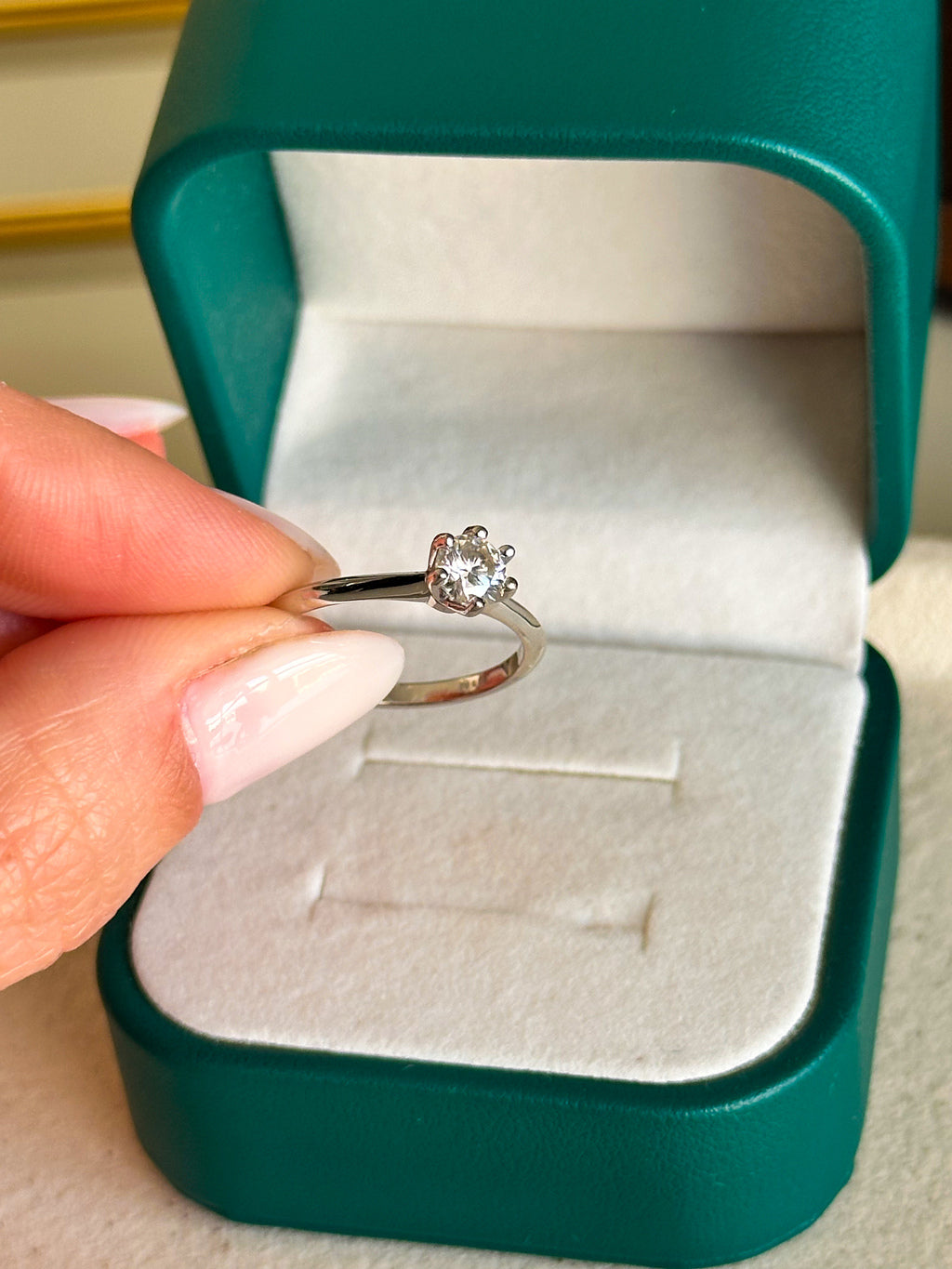 Anel Solitário Moissanite 5mm Prata 925
