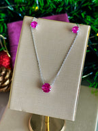 Colar Clair Safira Pink Prata 925