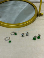 Brinco Clair Esmeralda Prata 925