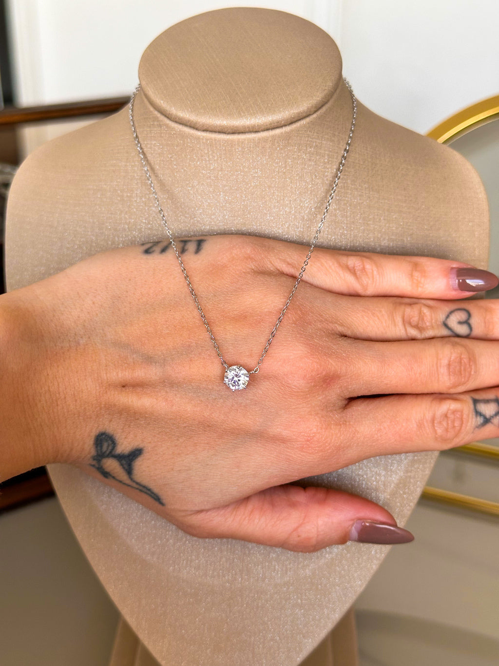Colar Esme Moissanite 6,5mm Prata 925