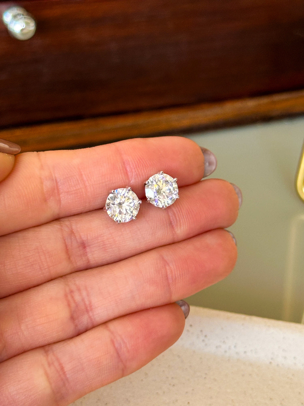 Brinco Esme Moissanite 8mm Prata 925