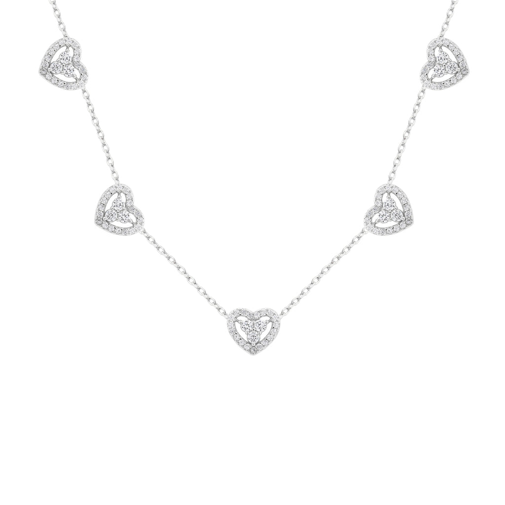 Colar Sweet Hearts Prata 925 corações zircônia — Rubiê Joias