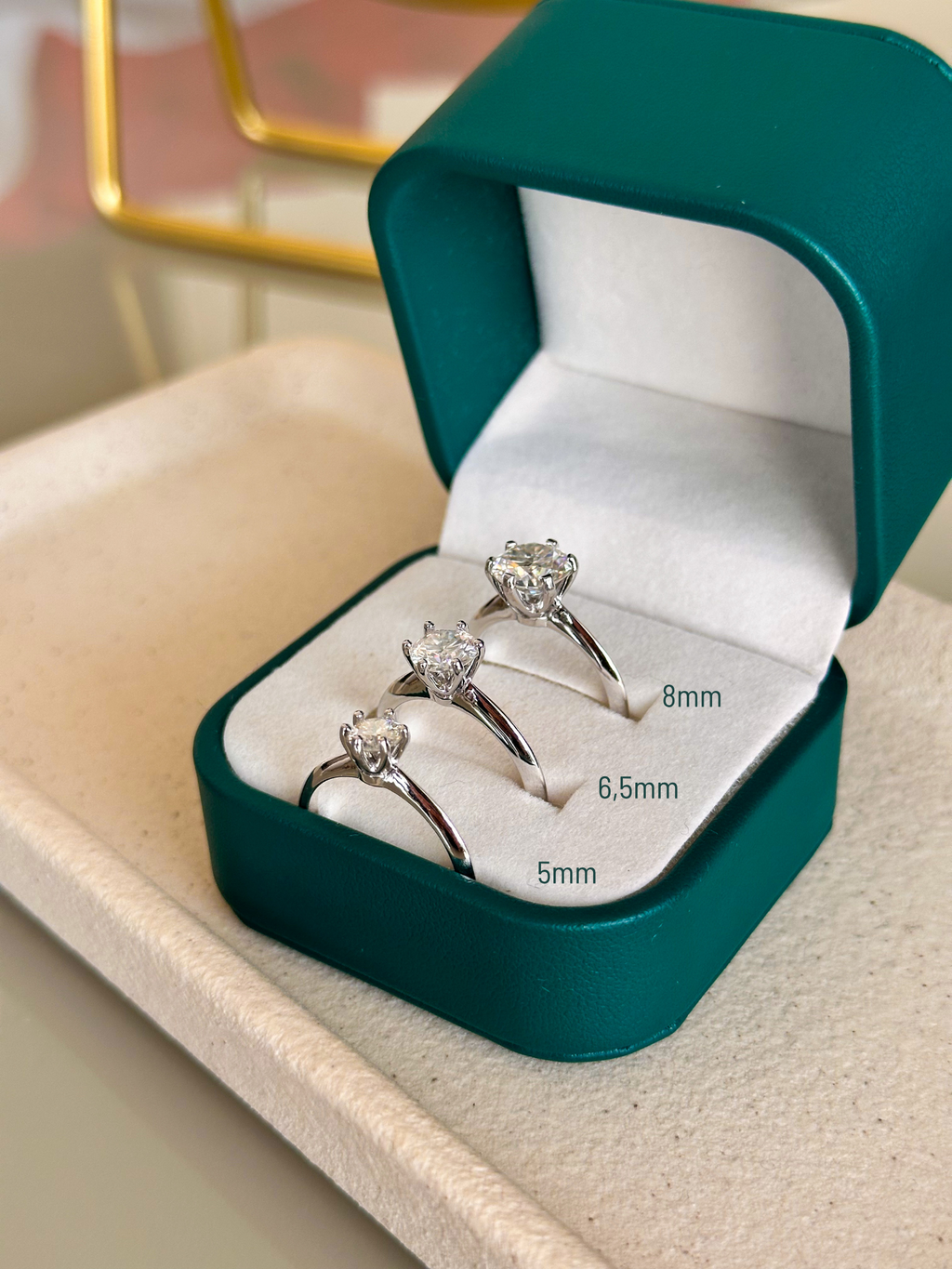 Anel Solitário Moissanite 5mm Prata 925