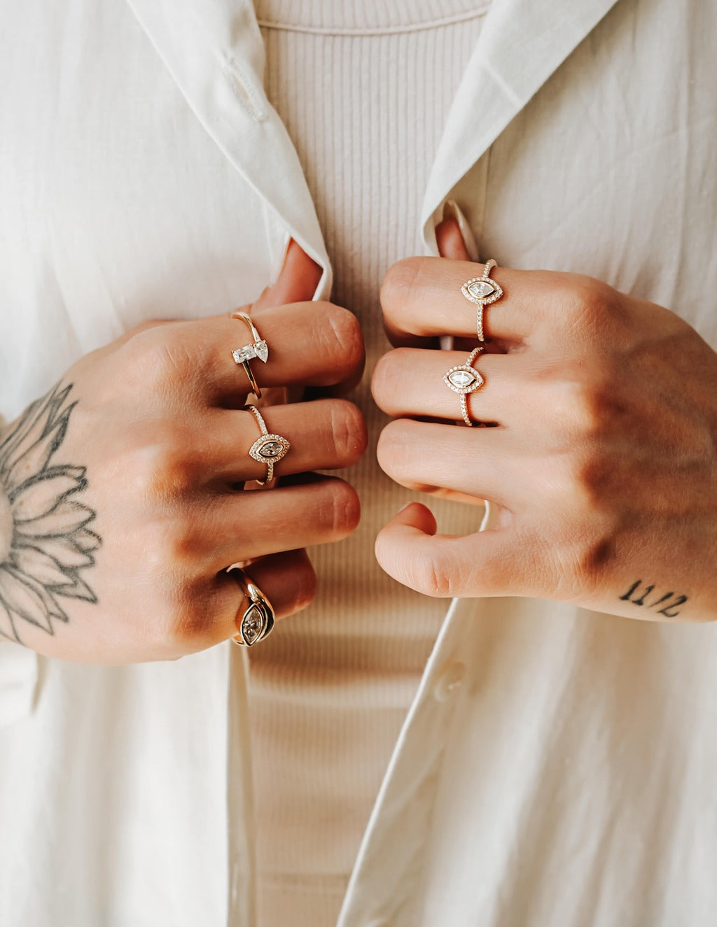Anel Stella Duo Moissanite Prata 925