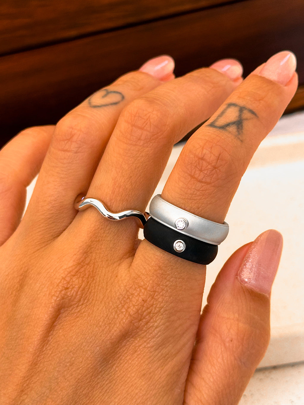 Anel Silicone Black Moissanite Prata 925