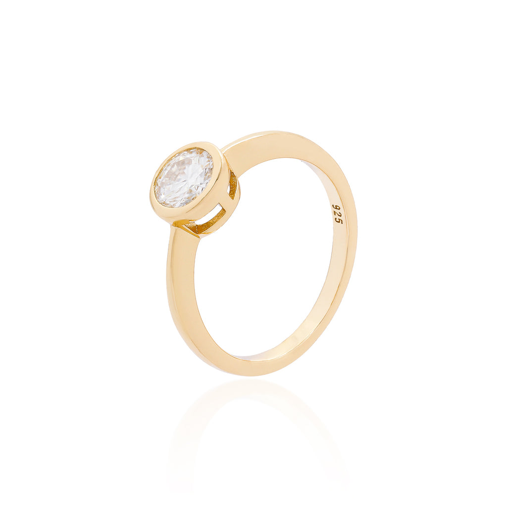 Anel Stella Round Moissanite Prata 925