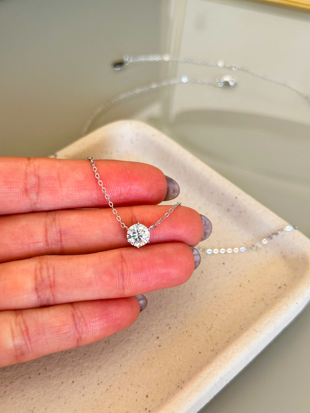 Colar Esme Moissanite 6,5mm Prata 925
