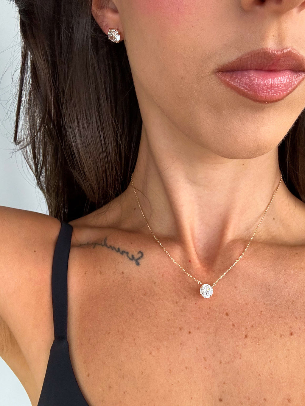 Colar Clair Zircônia Cristal 8mm Prata 925