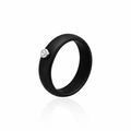 Anel Silicone Black Moissanite Prata 925