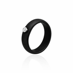 Anel Silicone Black Moissanite Prata 925