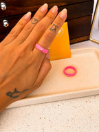 Anel Silicone Pink Moissanite Prata 925
